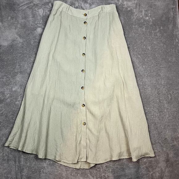 Soft Surroundings Dresses & Skirts - Soft Surroundings Rayon Maxi Skirt Button Front Womens L Mint Green Boho